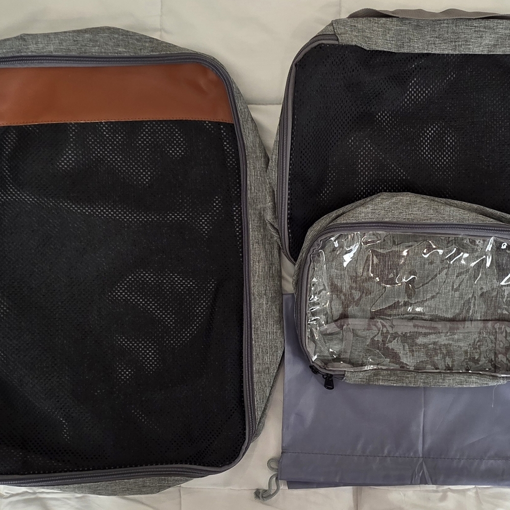 Gray and Black Travel Organizer Set